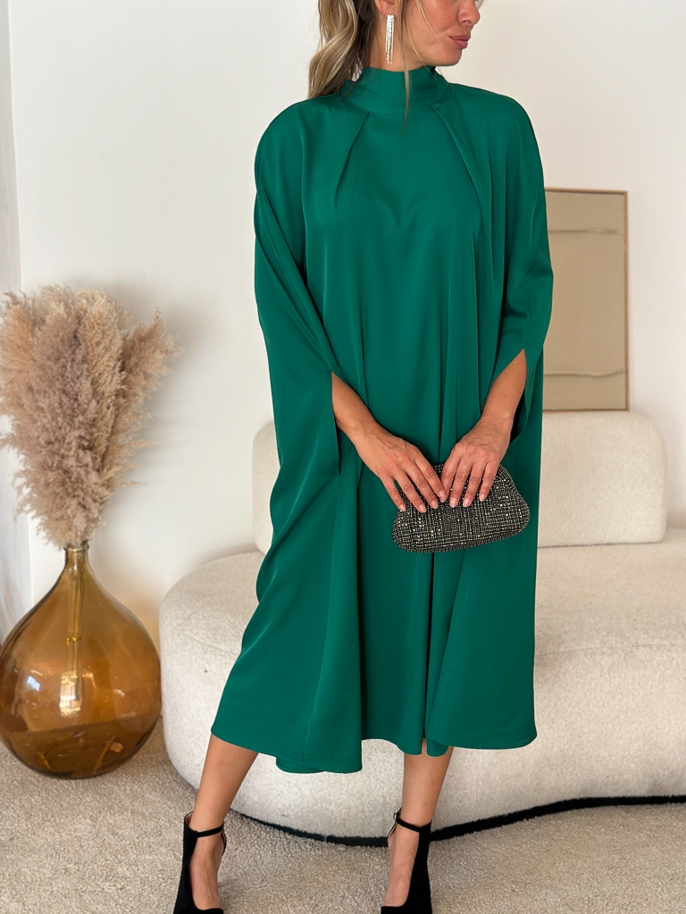 Robe cape Pearl verte pré commande