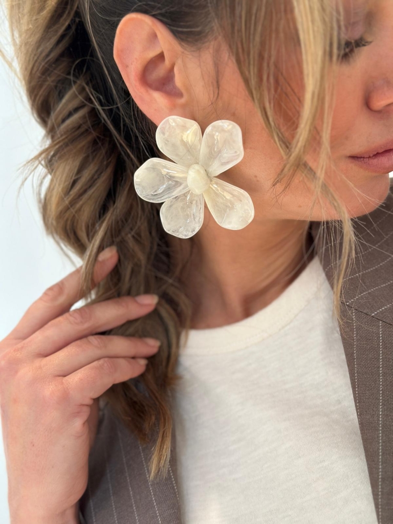 Boucles d'oreilles Ambre blanche