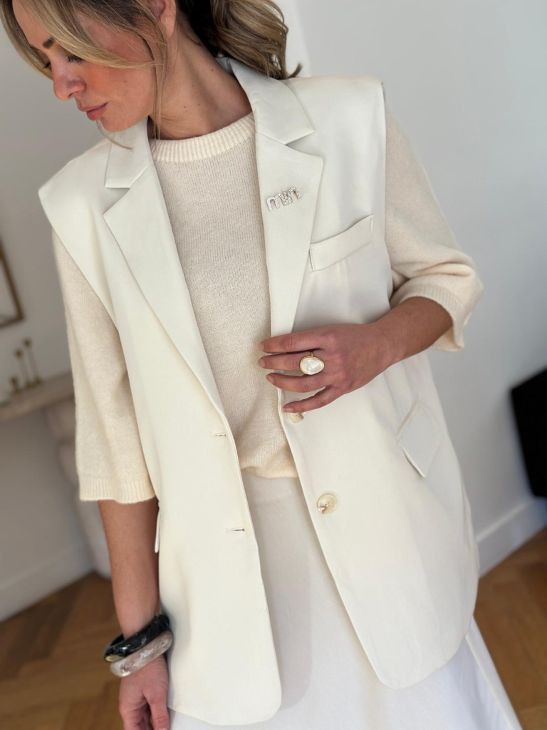 Veste sans manches Agatha crème